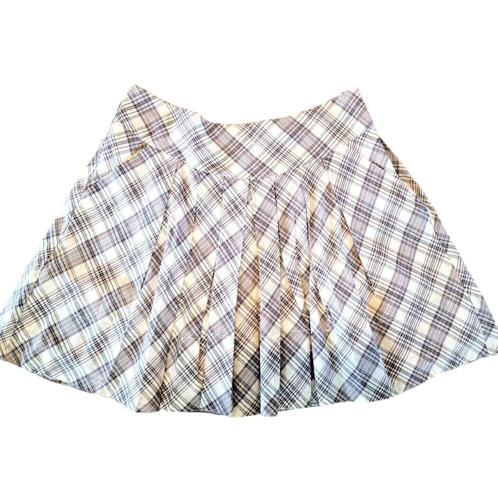 Lord & Taylor Cream/Purple Pleated Lined Skirt Women's Size Large NWT‎